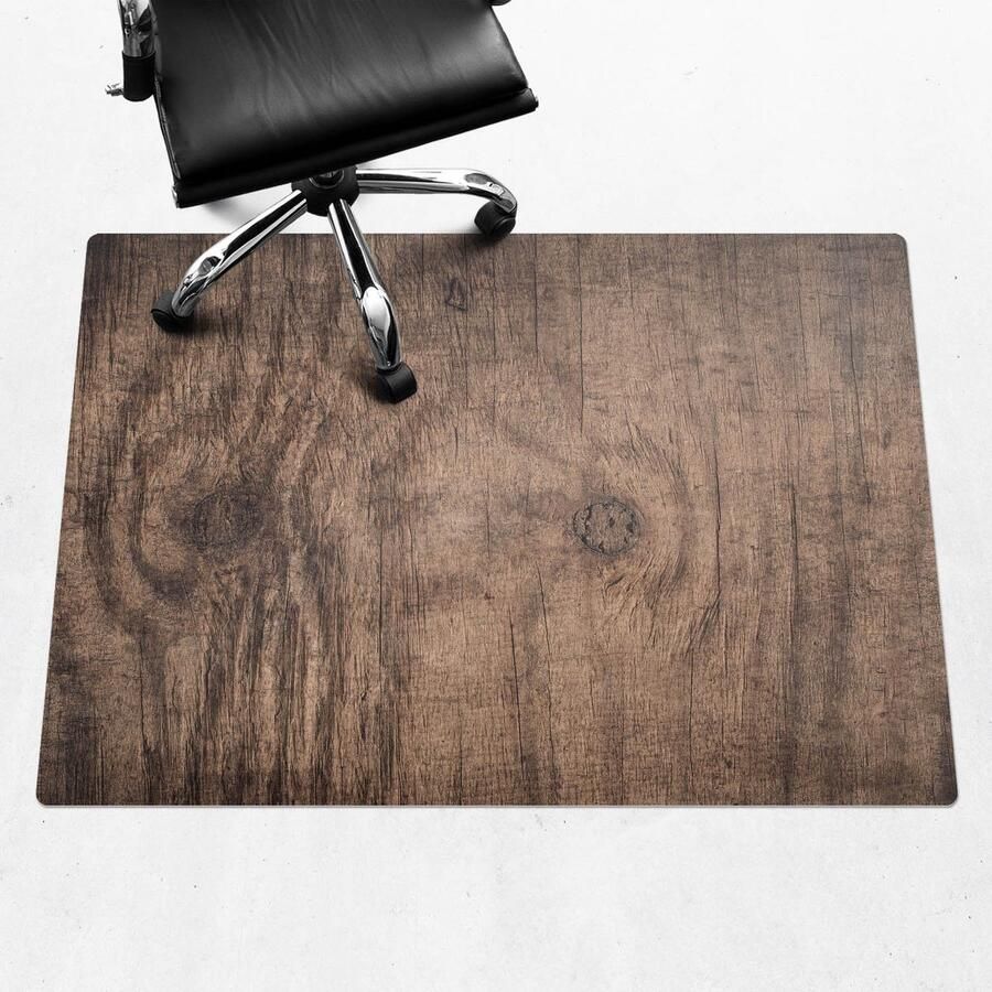 WALLFLUENT Vloerbeschermer Houten Ringen 140x100 cm Bruin Bureau Stoel Mat Rechthoekig Vloerbeschermer Harde Vloer-Stoel Mat-Kantoordecoraties Organisch marmerpatroon