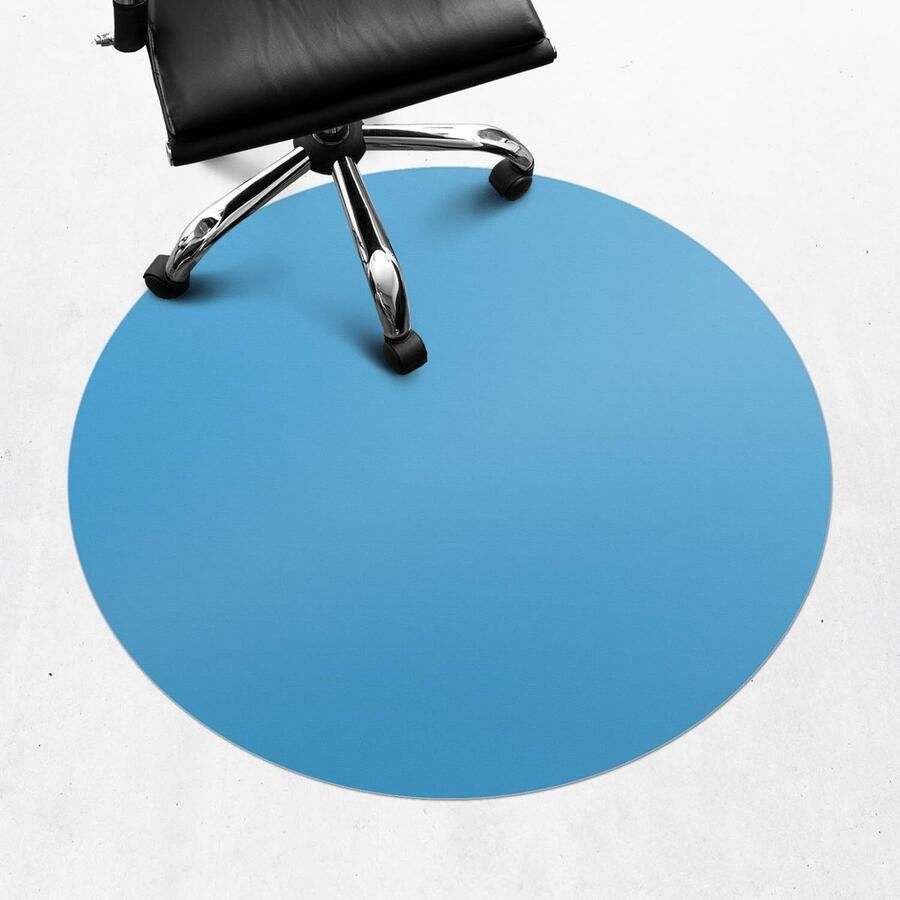 WALLFLUENT Vloerbeschermer Koelblauw 100 cm Blauw Bureaustoel Vloerbeschermer Rond Motif Vloerbeschermer-Stoel Mat-Werkplekdecoraties Koele en donkere kleuren