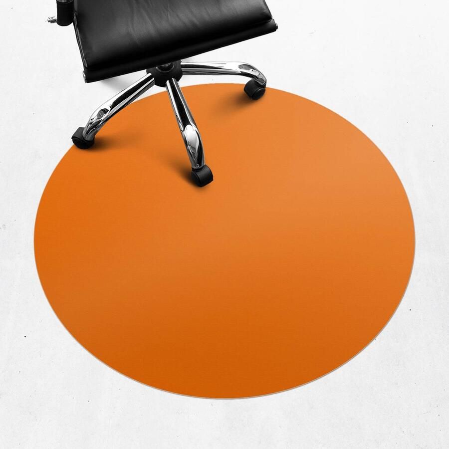 WALLFLUENT Vloerbeschermer Koraalrood 100 cm Oranje Bureau Stoel Mat Rond Vloerbeschermer Groot-Stoel Mat-Kantoordecoraties Levendige en warme kleuren