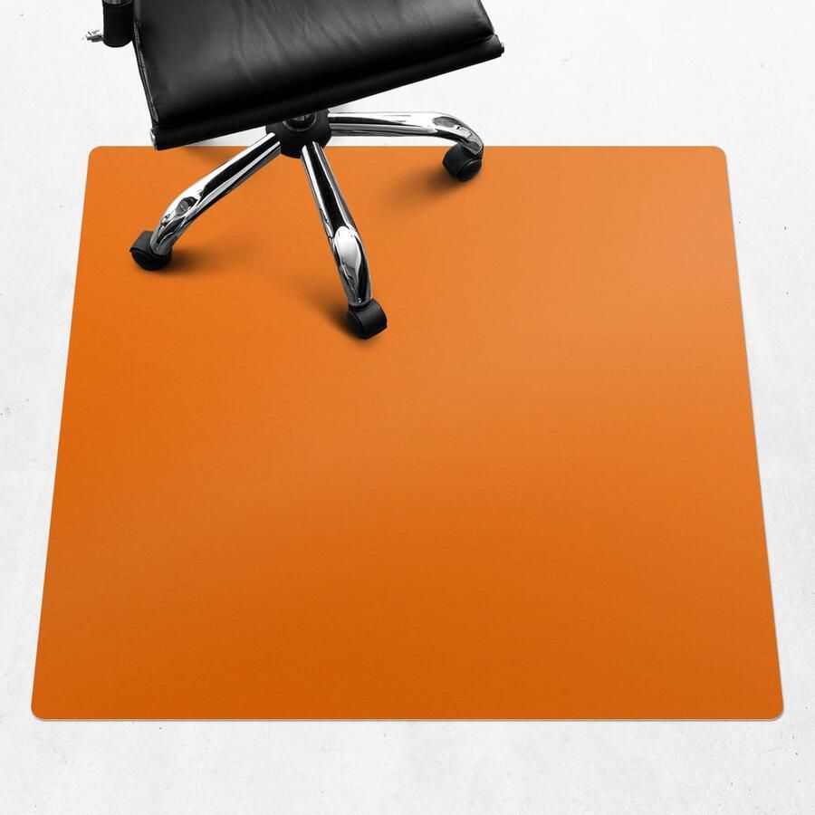 WALLFLUENT Vloerbeschermer Koraalrood 100x100 cm Oranje Bureaustoelmat Vierkant Vloerbeschermer Harde Vloer-Stoel Mat-Werkplekdecoraties Levendige en warme kleuren