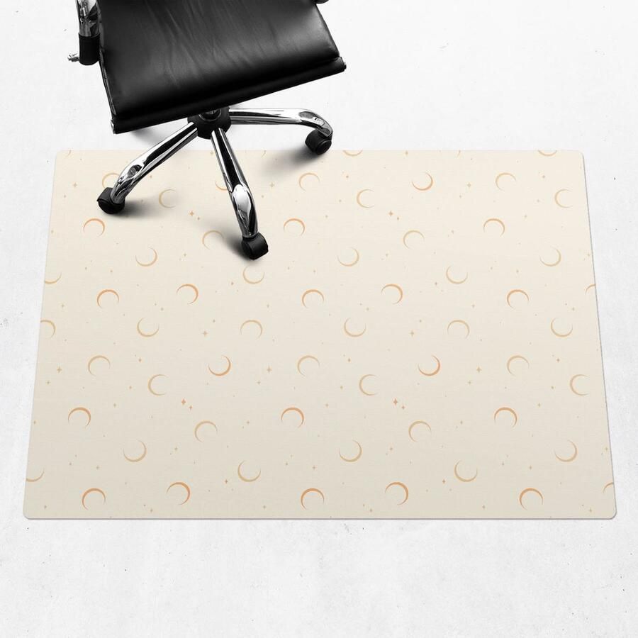 WALLFLUENT Vloerbeschermer Manen En Sterren 140x100 cm Romig Bureaustoel Vloerbeschermer Rechthoekig Vloerbeschermer PVC-Computer Stoel Mat-Kantoordecoraties Boho-patroon