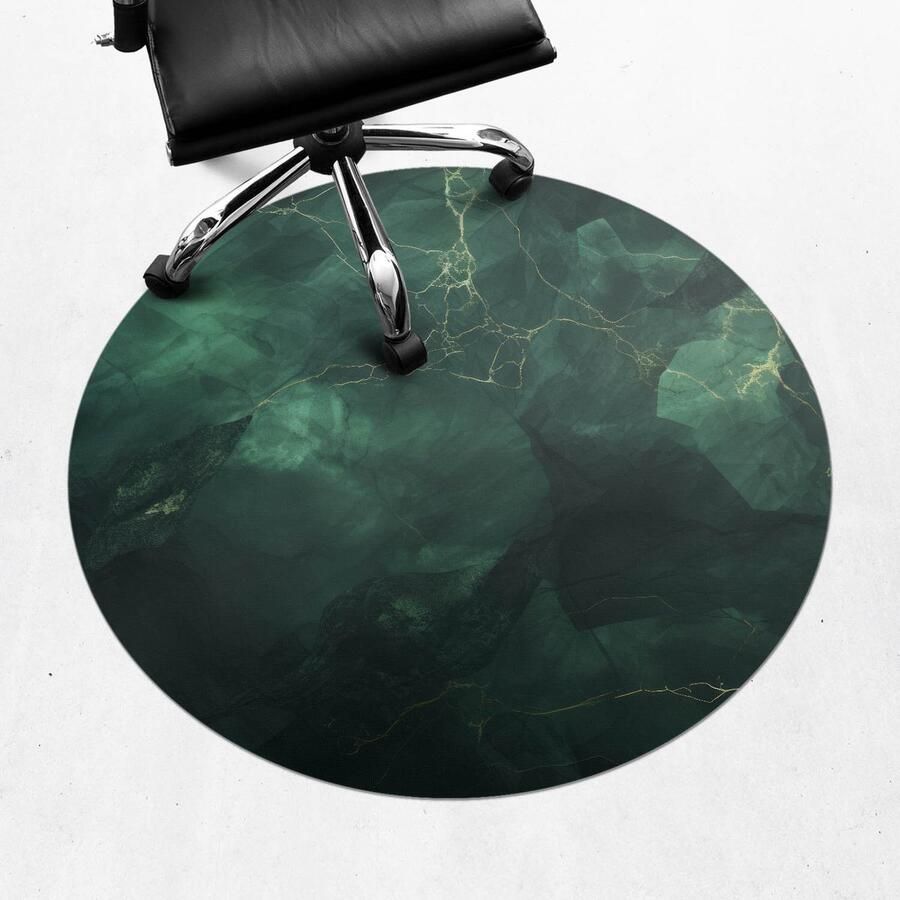 WALLFLUENT Vloerbeschermer Marmeren Abstractie 100 cm Groente Bureaustoel Vloerbeschermer Rond PVC Vloerbeschermer-Stoel Mat-Kantoordecoraties Organisch marmerpatroon