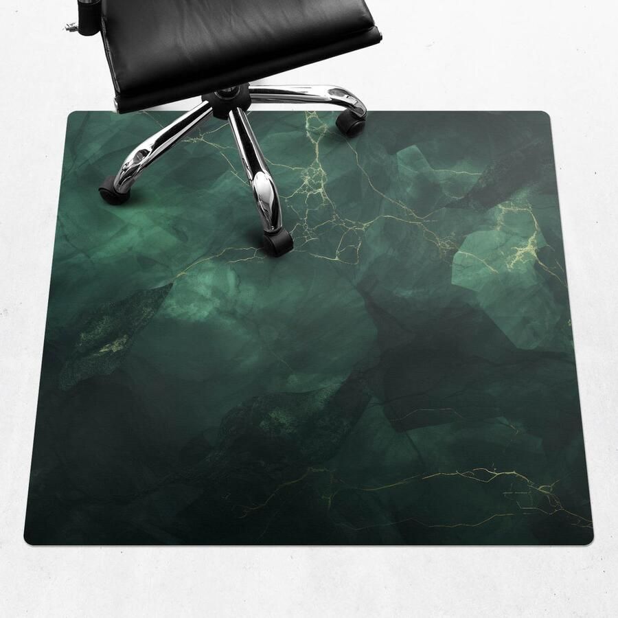 WALLFLUENT Vloerbeschermer Marmeren Abstractie 100x100 cm Groente Bureaustoelmat Vierkant Vloerbeschermer Groot-Stoel Mat-Kantoordecoraties Organisch marmerpatroon