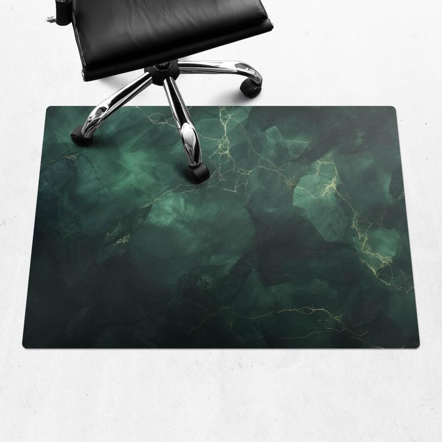 WALLFLUENT Vloerbeschermer Marmeren Abstractie 100x70 cm Groente Bureaustoel Vloerbeschermer Rechthoekig PVC Vloerbeschermer-Stoel Mat-Kantoordecoraties Organisch marmerpatroon
