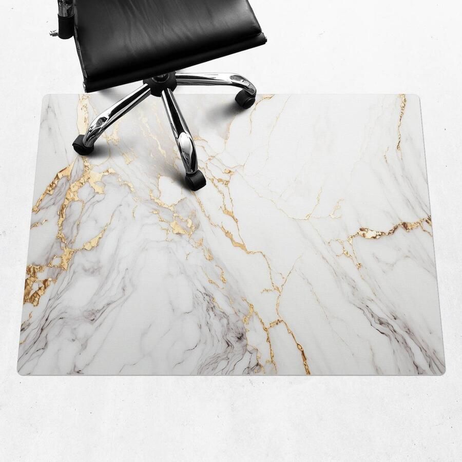 WALLFLUENT Vloerbeschermer Marmeren Aderen 120x90 cm Wit Vloerbeschermer Bureaustoel Rechthoekig Vloerbeschermer Harde Vloer-Computer Stoel Mat-Werkplekdecoraties Organisch marmerpatroon