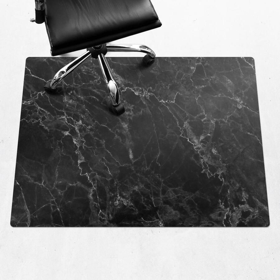 WALLFLUENT Vloerbeschermer Marmeren Aderen 120x90 cm Zwart Vloerbeschermer Bureaustoelmat Rechthoekig Vloerbeschermer Harde Vloer-Stoel Mat-Werkplekdecoraties Organisch marmerpatroon