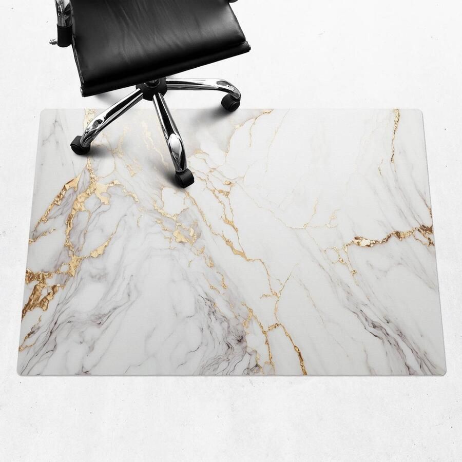 WALLFLUENT Vloerbeschermer Marmeren Aderen 140x100 cm Wit Vloerbeschermer Bureaustoelmat Rechthoekig Vloerbeschermer Harde Vloer-Stoel Mat-Werkplekdecoraties Organisch marmerpatroon