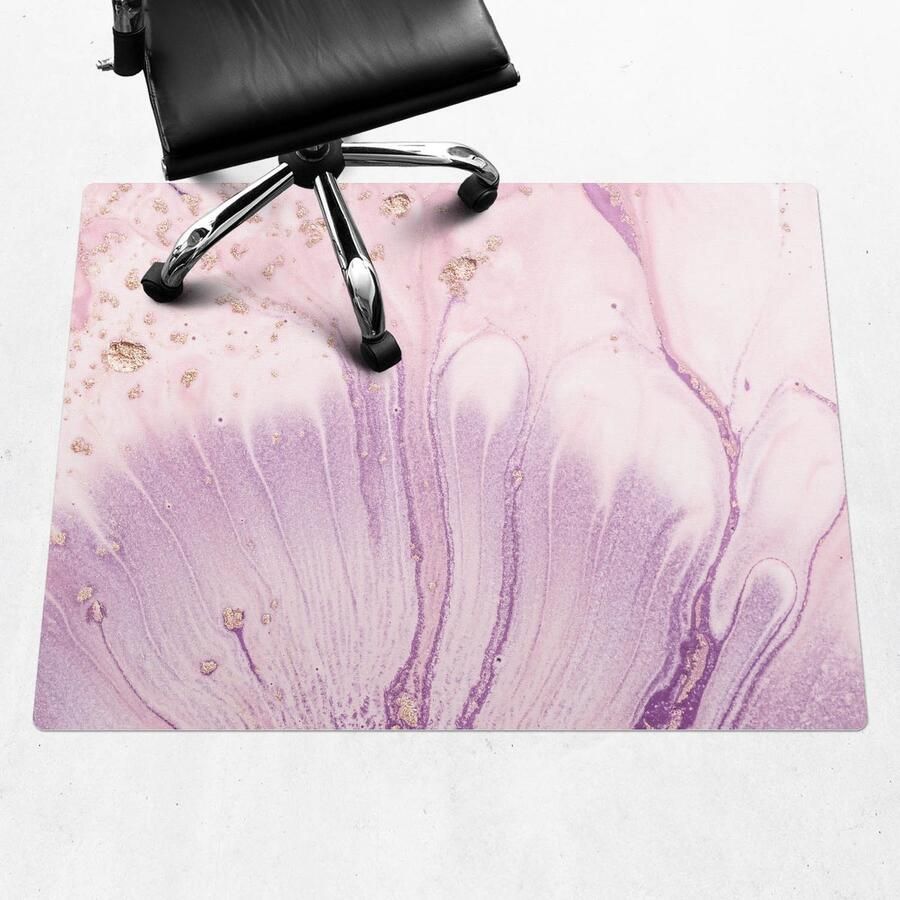 WALLFLUENT Vloerbeschermer Marmeren Bloemenpatroon 120x90 cm Roze Mótif Bureaustoelmat Rechthoekig Mótif Vloerbeschermer-Stoel Mat-Werkplekdecoraties Organisch marmerpatroon