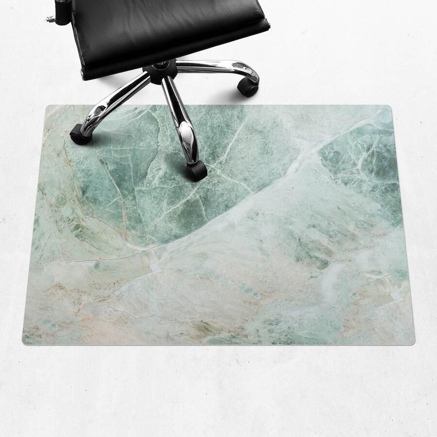 WALLFLUENT Vloerbeschermer Marmerpatroon Van De Natuur 100x70 cm Groente Bureaustoel Vloerbeschermer Rechthoekig PVC Vloerbeschermer-Computer Stoel Mat-Werkplekdecoraties Organisch marmerpatroon