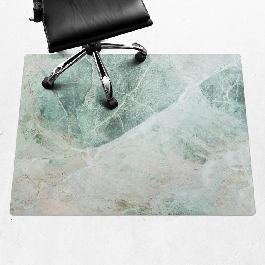 WALLFLUENT Vloerbeschermer Marmerpatroon Van De Natuur 120x90 cm Groente Vloerbeschermer Bureaustoel Rechthoekig PVC Vloerbeschermer-Computer Stoel Mat-Werkplekdecoraties Organisch marmerpatroon