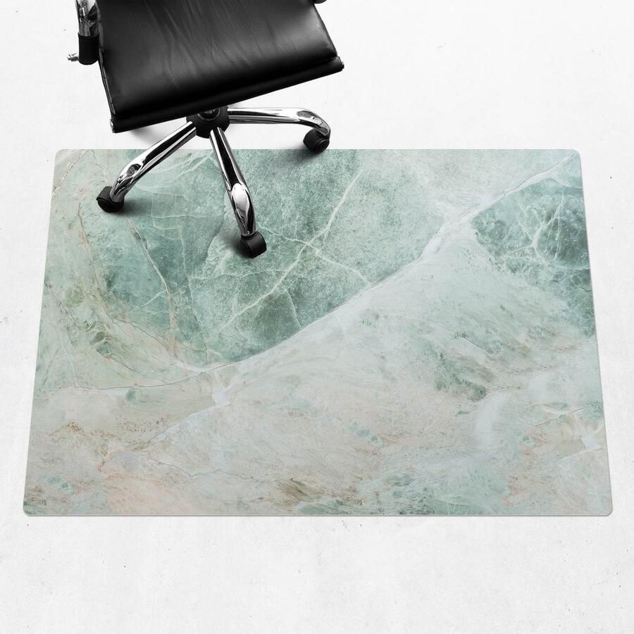 WALLFLUENT Vloerbeschermer Marmerpatroon Van De Natuur 140x100 cm Groente Vloerbeschermer Bureaustoelmat Rechthoekig PVC Vloerbeschermer-Stoel Mat-Werkplekdecoraties Organisch marmerpatroon