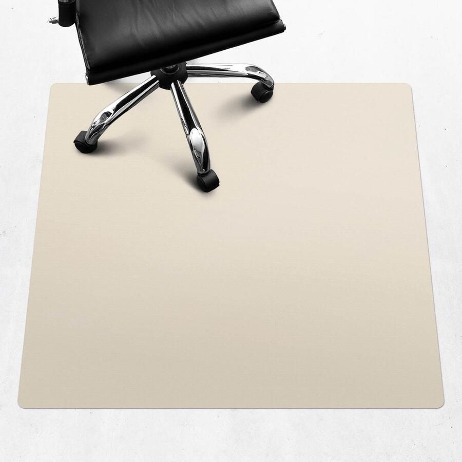 WALLFLUENT Vloerbeschermer Romige vanille 100x100 cm Beige Vloerbeschermer Bureaustoel Vierkant Vloerbeschermer PVC-Computer Stoel Mat-Werkplekdecoraties Pastel- en aardse kleuren