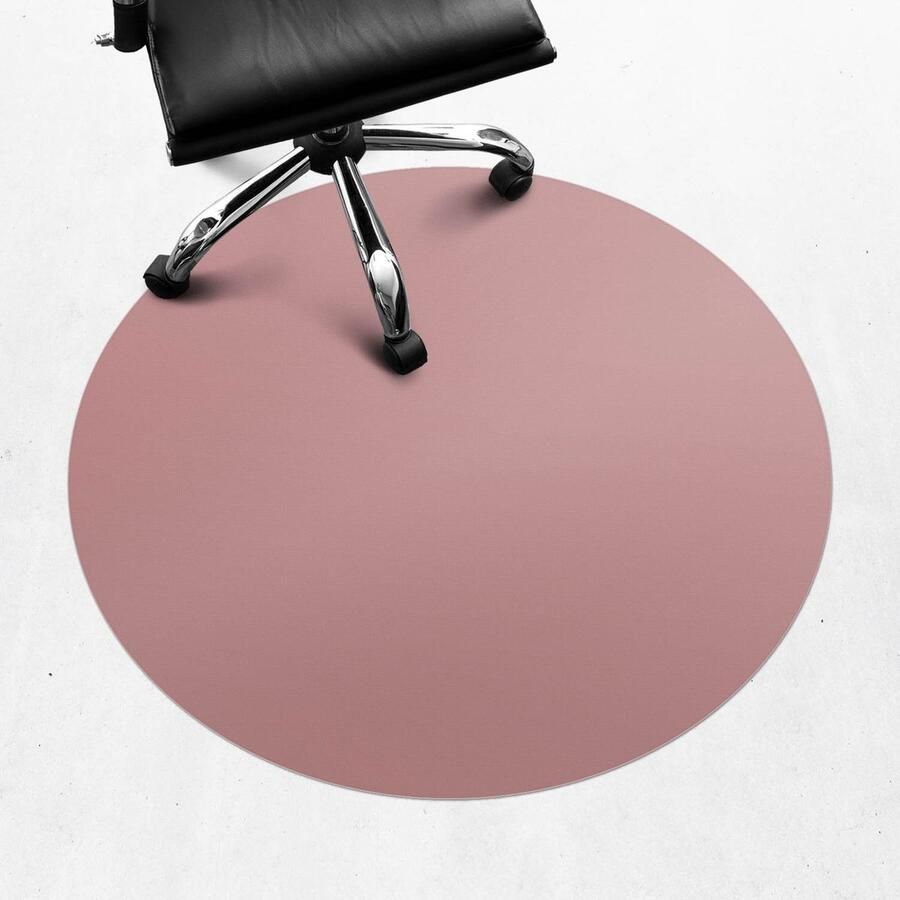 WALLFLUENT Vloerbeschermer Stoffig roze 100 cm Roze Bureaustoelmat Rond PVC Vloerbeschermer-Computer Stoel Mat-Kantoordecoraties Levendige en warme kleuren