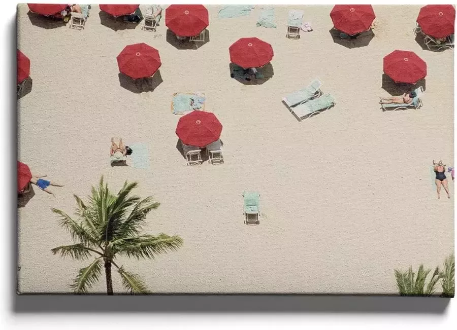 Walljar Rode Parasols Muurdecoratie Canvas schilderij
