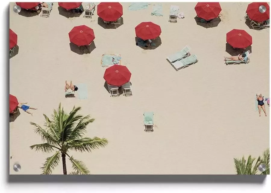 Walljar Rode Parasols Muurdecoratie Acrylglas schilderij 150 x 225 cm - Foto 2