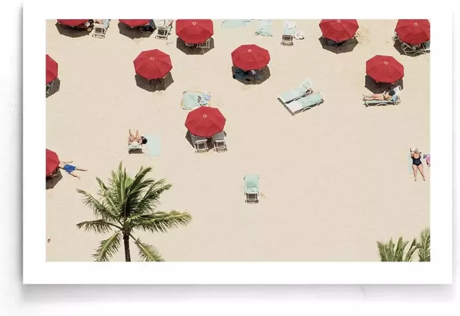 Walljar Rode Parasols Muurdecoratie Poster