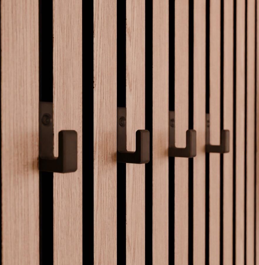 WallTune Kapstokhaak voor Akoestische Panelen & Lattenwanden – Geschikt voor Panelen van o.a. WoodUpp Gamma Karwei Praxis Hornbach – Incl. Plug & Schroef – 1 cm Latruimte – Kunststof-Carbon