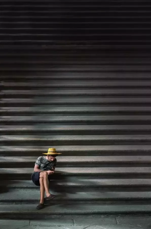 WANDKRAFT Schilderij de trap Collectie city life Dibond wit 70x118cm - Foto 3