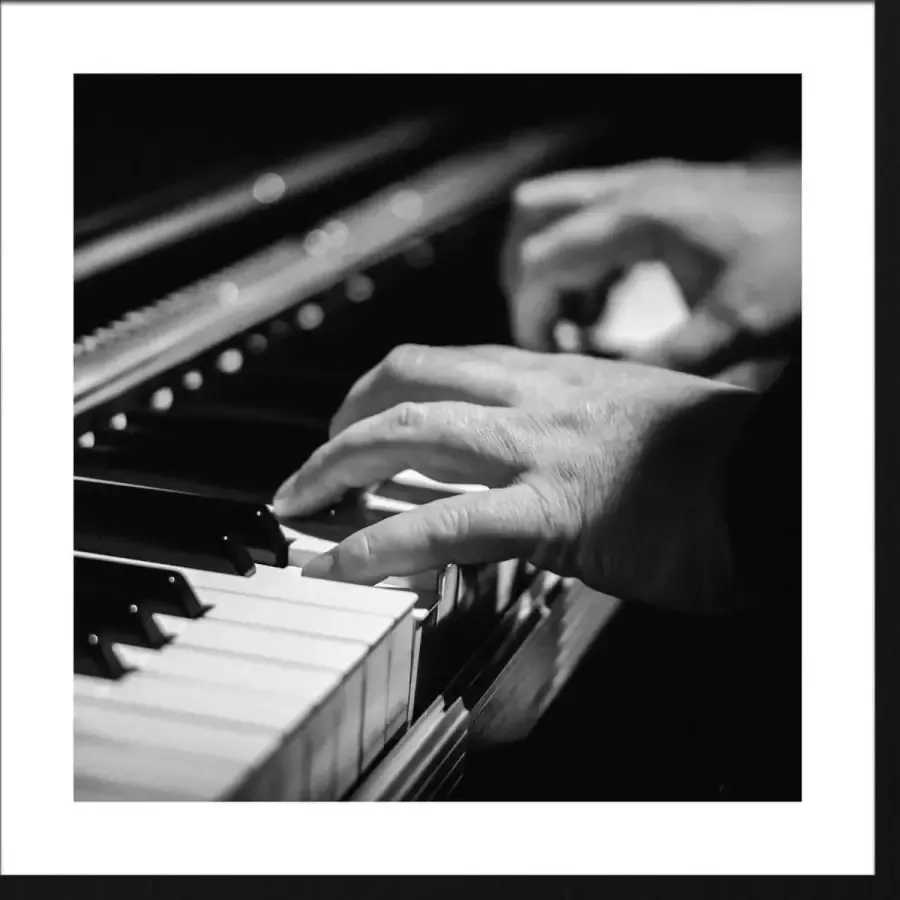 WANDKRAFT Schilderij pianist Collectie music Forex met zwarte lijst 74x74cm