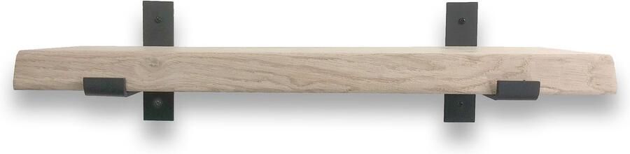 Wandplankwinkel.nl Eiken wandplank boomstam 100 x 20 cm 40mm inclusief industriele plankdragers Plankjes aan muur Eiken plank Boomstam plank