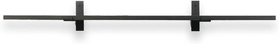 Wandplankwinkel.nl Eiken wandplank zwart 50 x 20 cm 18mm inclusief industriele plankdragers Plankjes aan muur Wandplank industrieel Fotoplank