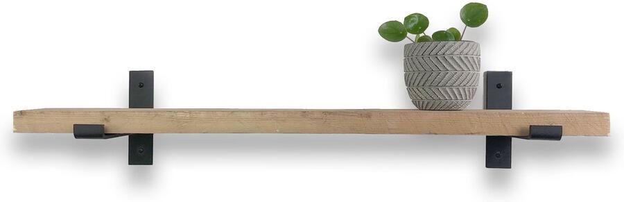 Wandplankwinkel.nl Steigerhouten wandplank 120 x 20 cm inclusief industriële plankdragers Plankjes aan muur Wandplank industrieel Fotoplank