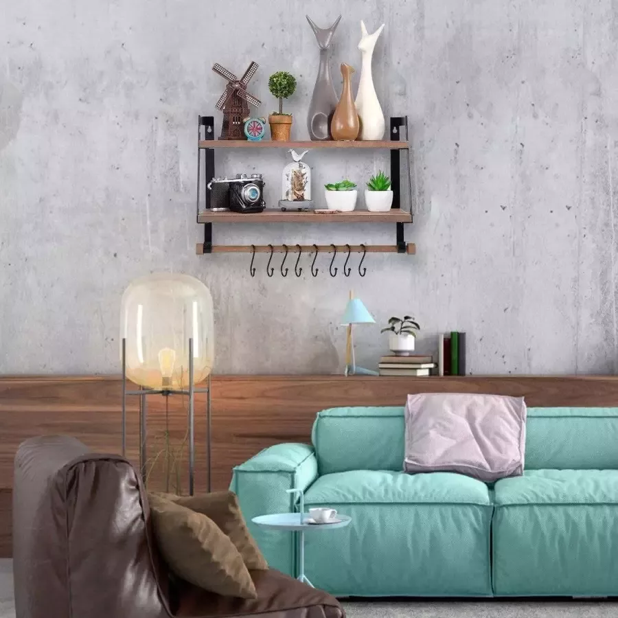 Wandrek Wandplank Zwevende Planken Hout Wandmontage Hangplanken Presentatie Plank Wanddecoratie voor Woonkamer Slaapkamer Keuken - Foto 2