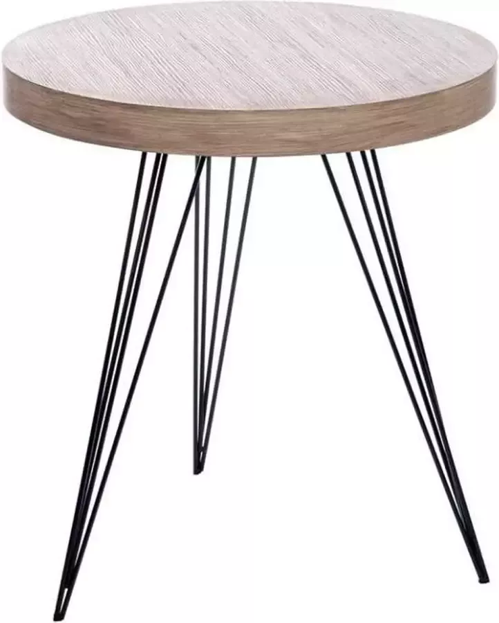 Wants&Needs Bijzettafel salontafel rond retro naturel hout met zwart
