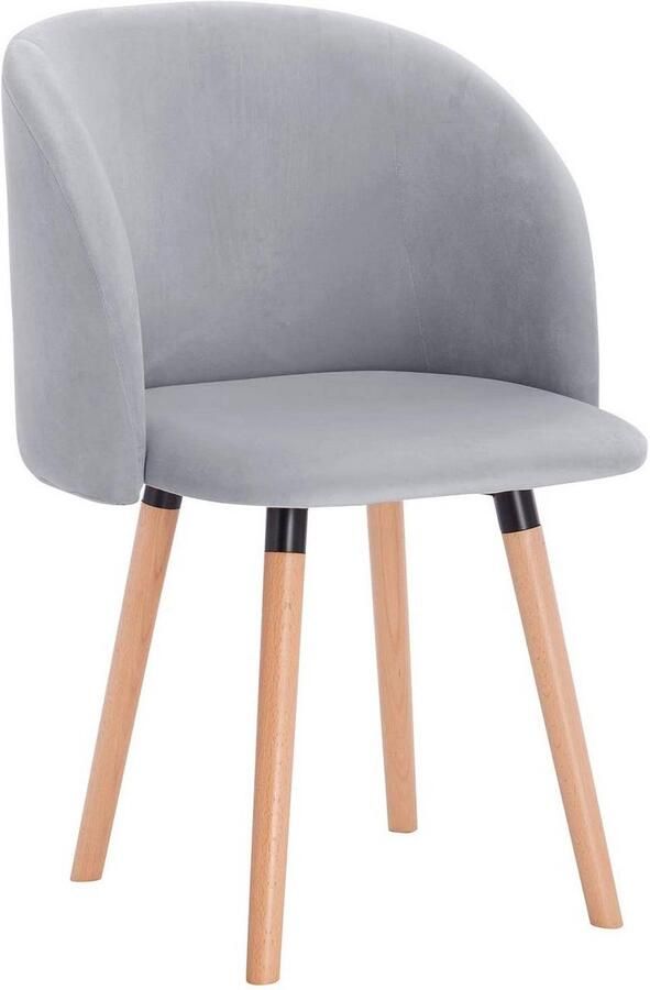 Waraich warraich Eetkamerstoel met armleuningen – Fluwelen zitting & massief houten frame – Grijs