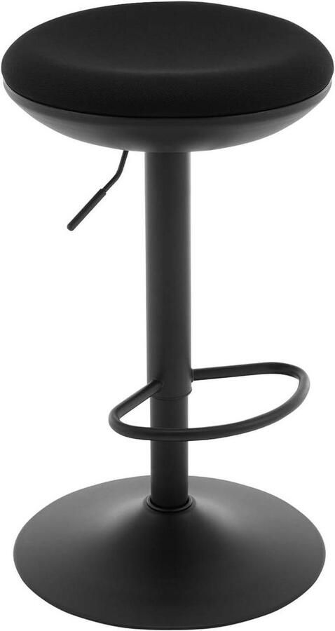 Warraich -Barkruk – in hoogte verstelbaar 360° draaibaar mesh stof zwart met voetsteun en metalen frame