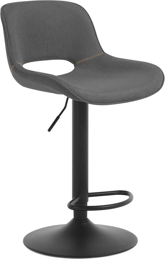 Warraich Barkruk in hoogte verstelbaar met voetensteun linnen stof grijs