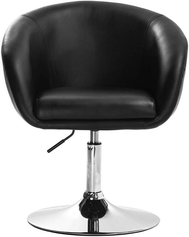 Warraich -Barkruk: In Hoogte Verstelbare Ontbijtkruk met Luxe Zwarte Kunstleren Bekleding