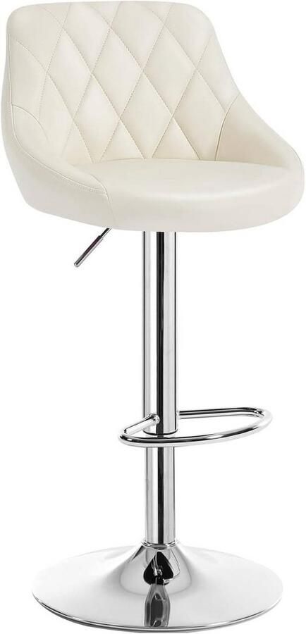 Warraich -Crème Barkruk: In Hoogte Verstelbare en Draaibare Bistrokruk met Comfortabele Kunstleren Zitting