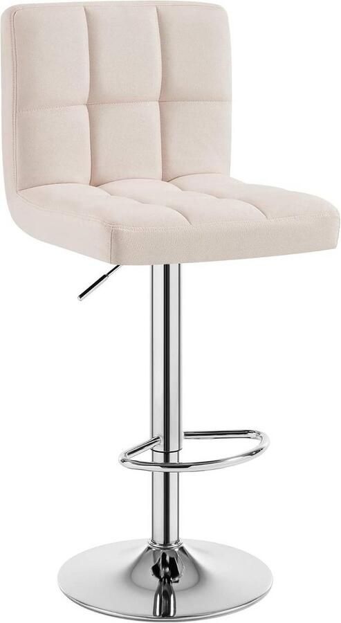 Warraich -Crème Witte Barkruk: Comfortabele en Draaibare Kruk met Zachte Linnen Zitting Volledig in Hoogte Verstelbaar voor Optimaal Zitcomfort