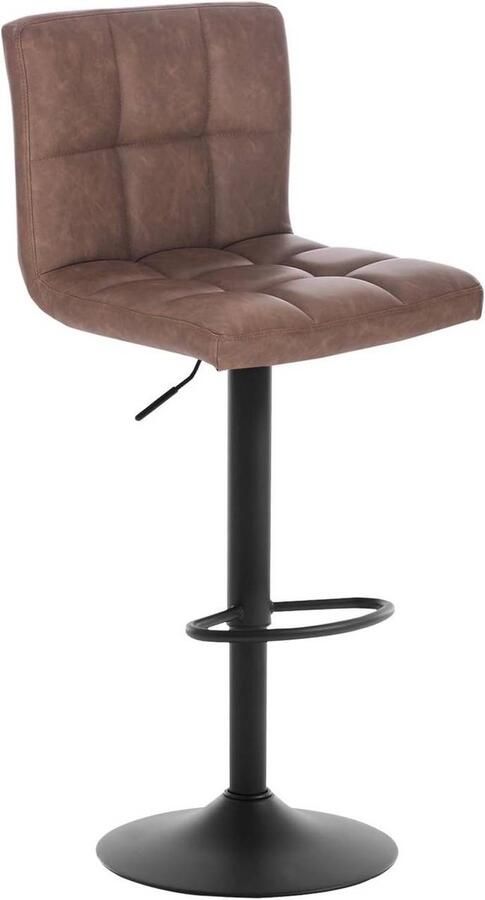 Warraich -Donkerbruine Barkruk: Stijlvolle Barstoel met Rugleuning in Authentieke Antieke Leerlook