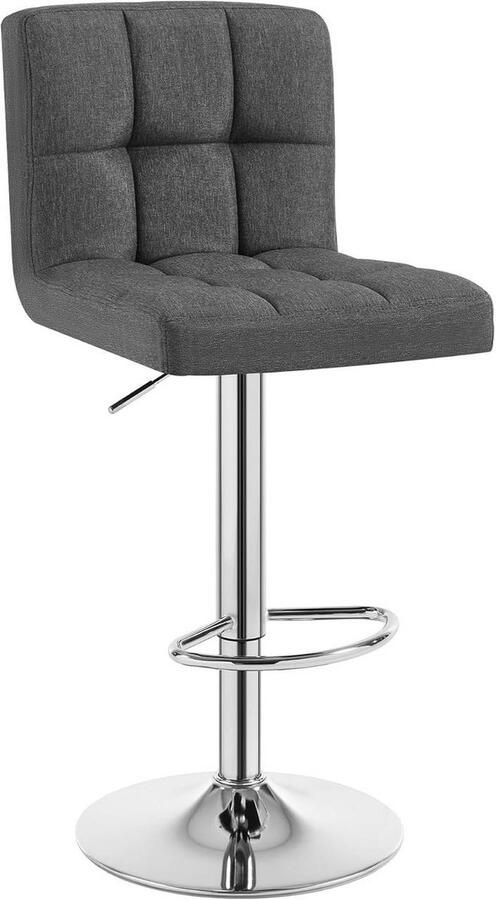 Warraich -Donkergrijze Barkruk: Comfortabele en Draaibare Kruk met Zachte Linnen Zitting Volledig in Hoogte Verstelbaar voor Optimaal Zitcomfort