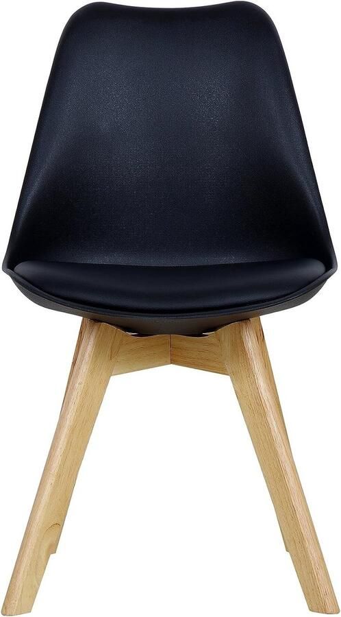 Warraich Eetkamerstoel – 1 Stuk – Zwarte Design Stoel van Hout – Voor Keuken of Eetkamer