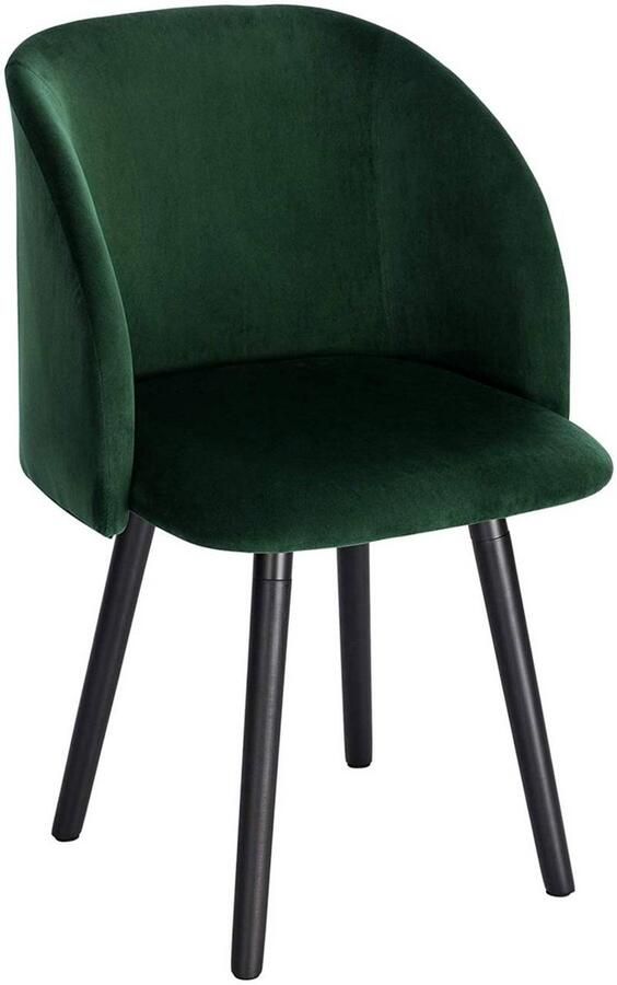 Warraich Eetkamerstoel met armleuningen – Fluwelen zitting & massief houten frame – Donkergroen