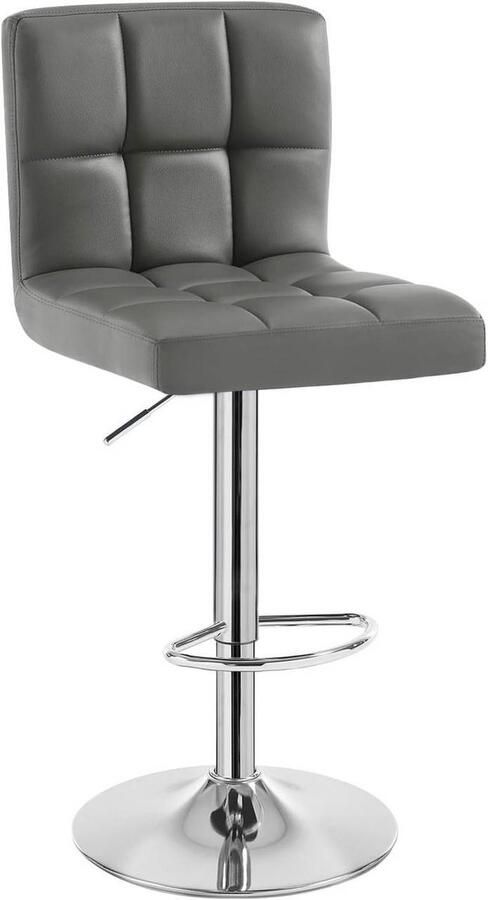 Warraich -Grijze Barkruk: Comfortabele Barstoel met Rugleuning en Voetsteun Gemaakt van Duurzaam Kunstleer en een Stevig Metalen Frame