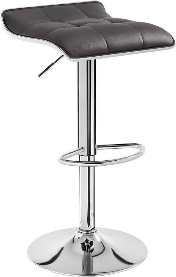 Warraich -Grijze Barkruk Tegenkruk: Comfortabel Gevoerde Zitting van Kunstleer op een Stijlvol Verchroomd Stalen Onderstel