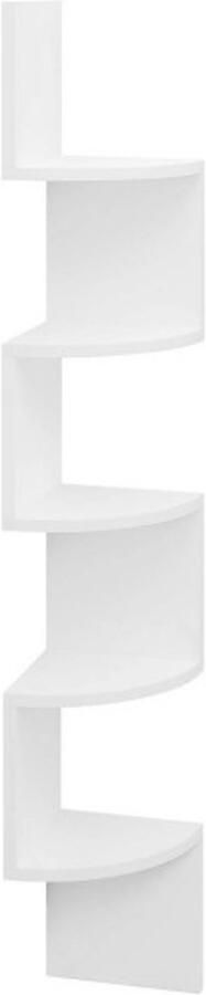 Warraich -Hoekplank met 5 planken – Zigzag wandplank – Hangende plank van E1 MDF – Wit