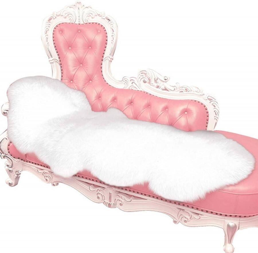 Warraich -Imitatiebont Lamsvacht Vloerkleed Fluffy Wit (170-180) x 60 cm