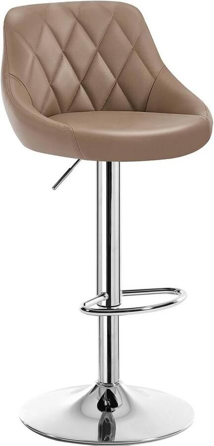 Warraich -Khaki Barkruk: In Hoogte Verstelbare en Draaibare Bistrokruk met Comfortabele Kunstleren Zitting