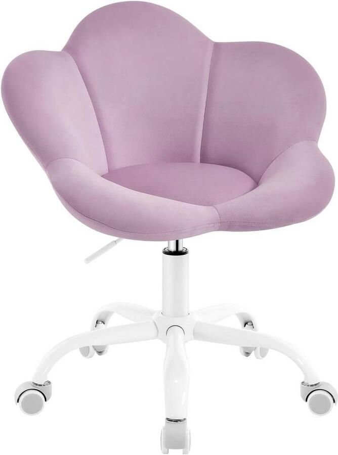 Warraich -Kinderbureaustoel bureaustoel ergonomisch in hoogte verstelbaar fluweel lichtpaars