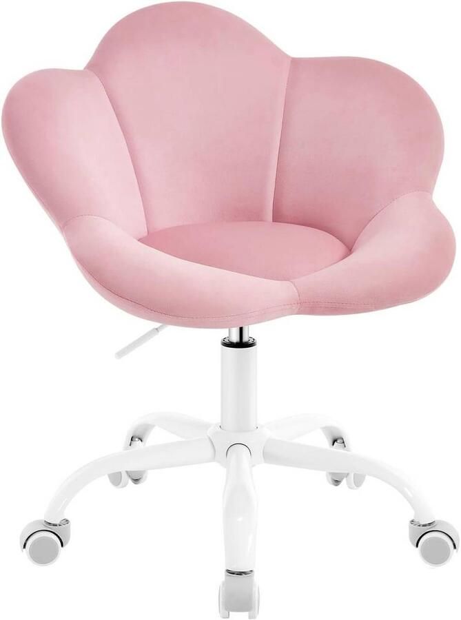 Warraich -Kinderbureaustoel bureaustoel ergonomisch in hoogte verstelbaar fluweel lichtroze