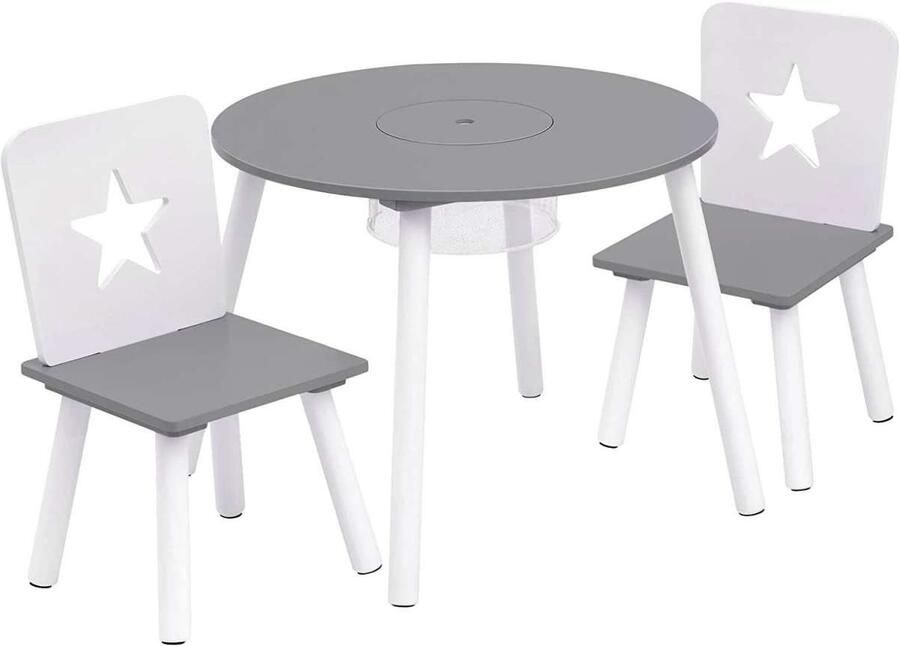Warraich -Kindertafel en Stoelenset – Tafel met Opbergruimte Grenenhout en Duurzaam Ontwerp