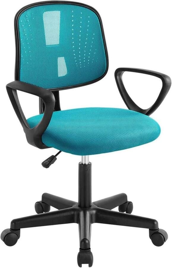 Warraich -Klihome Kinderbureaustoel: Compacte Draaistoel met Ademend Netstof Turquoise