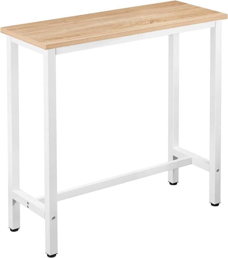 Warraich -Licht Eiken Bartafel Eettafel: Slank Design (100x40x100 cm) met Robuust Metalen Frame en Duurzaam MDF Tafelblad