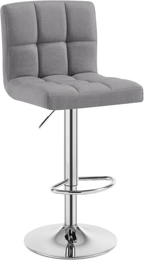 Warraich -Lichtgrijze Barkruk: Comfortabele en Draaibare Kruk met Zachte Linnen Zitting Volledig in Hoogte Verstelbaar voor Optimaal Zitcomfort