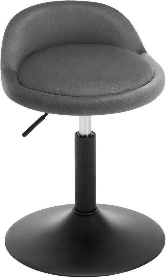 Warraich -Make-up kruk – in hoogte verstelbaar draaibaar fluweel donkergrijs + zwart ook geschikt als kantoor- of keukenkruk